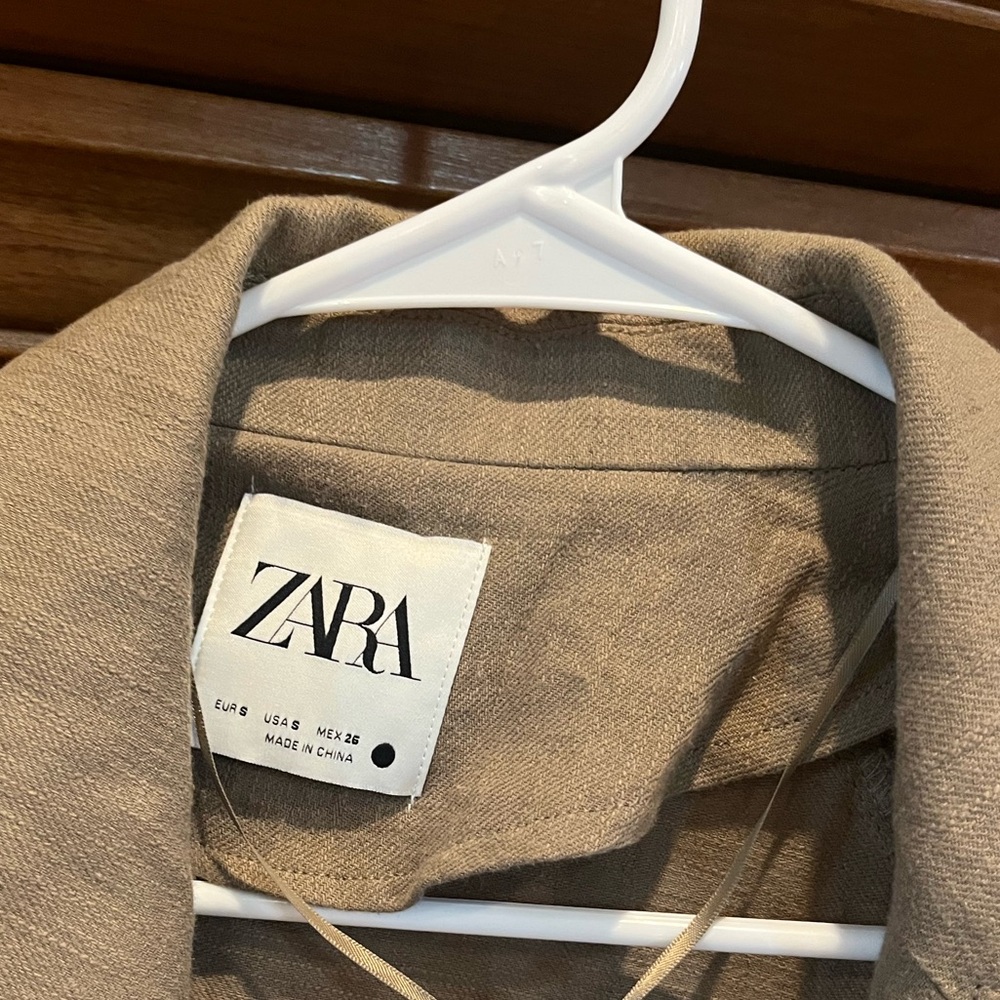 ZARA Rustic Linen Blend Trench Coat - Picture 9 of 11